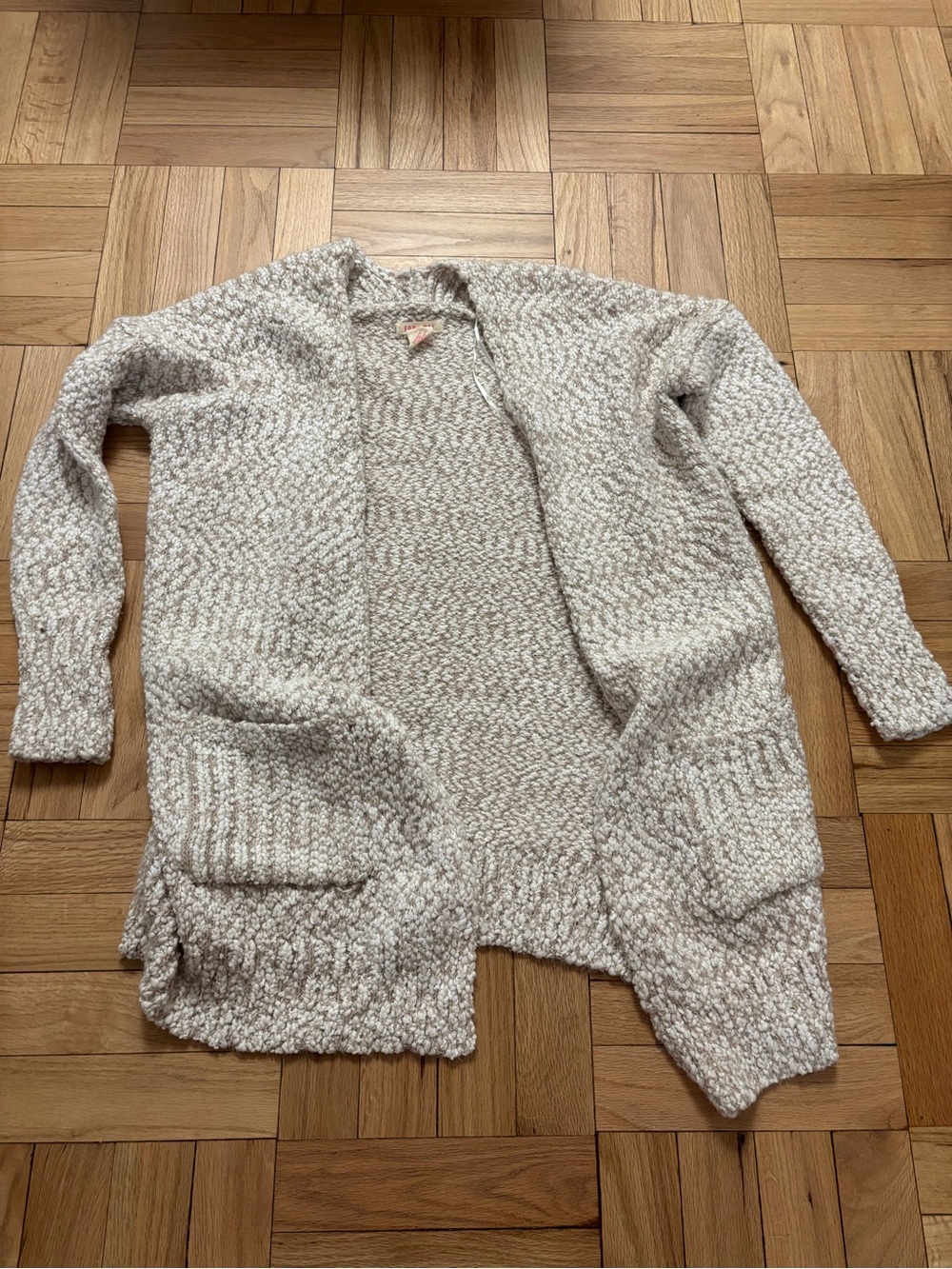 FOR THEE Women Cardigan Size Medium Knit Like Biege / White - Used